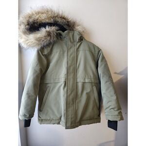 Kids Miles The Label Winter Parka‎ Coat 5Y Olive Faux Fur Hood Fleece Lined